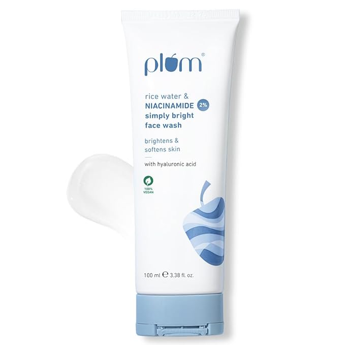 Plum Rice Water & 2% Niacinamide Face Wash – Hydrating & Brightening Gel for All Skin Types (100ml)