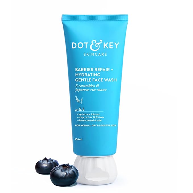 DOT & KEY Barrier Repair + Hydrating Gentle Face Wash – Sulfate-Free, Ceramide & Probiotic Cleanser (100ml)